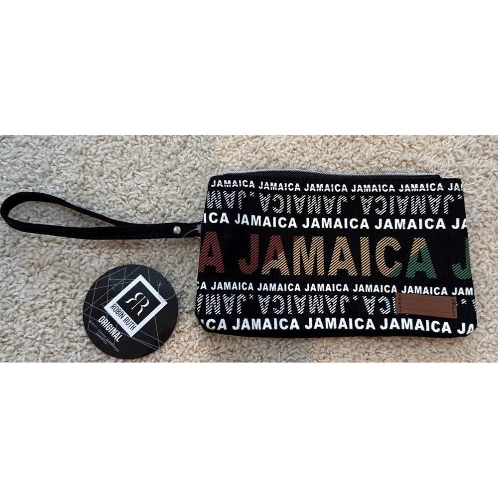 Robin Ruth Original Jamaica‎ Wristlet Bag Zippered Strap Pockets Travel Purse